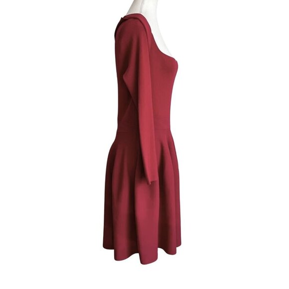 NWT TED BAKER VIENNIA LONG SLEEVE STRETCH KNIT FIT & FLARE DRESS IN DEEP PINK -L - Picture 3 of 16
